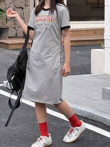 DAZY 少女卡通图案连衣裙 - 灰色 - 查看 8