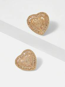 MOTF PREMIUM 全钻爱心耳环 女士轻奢小众设计高端耳钉 气质耳环 - 金色 - 查看 8