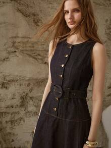 MOTF PREMIUM WOMEN'S CASUAL/DATE DENIM DRESS, SPRING/SUMMER - Blue - View 6