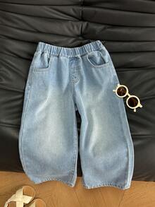 DAZY Young Girls Lace Heart Pattern Denim Jeans - Light Wash - View 7