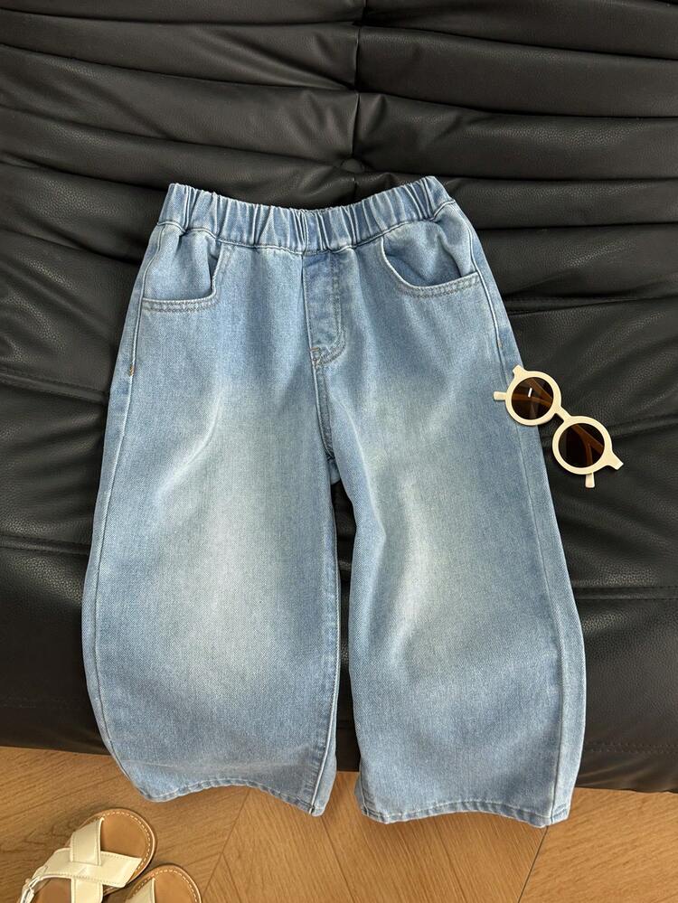 Young Girls Lace Heart Pattern Denim Jeans