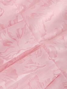 Franclia 2026 Elegant Dress, Ruched Waist Floral Jacquard Dress With Ruffled Collar, Comfortable Lining, Suitable For Commuting, Vacation, Evening Party, Spring/Summer New Arrival Pink Floral Dress Women's Pink Dress Pink Tea Party Dress Beaded Neckline Dress Pink Floral Women Dress Rose Dress - Pink - View 5