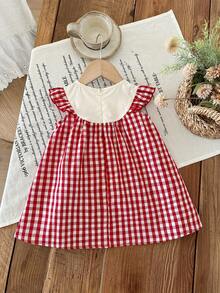 LMoss Kids 女婴草莓格子休闲连衣裙 - 紅白色 - 查看 2