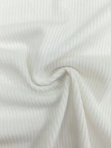 Girlism Conjunto de top de manga corta de cuello redondo ajustado de punto acanalado blanco con fruncido lateral y accesorio de coletero para niña preadolescente, minimalista y versátil - Blanco - Ver 5