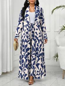 SHEIN Lady طقم كاجوال فضفاض أنيق من قطعتين للنساء، بطبعات ملونة على الأكمام الطويلة - متعدد الألوان - مشاهدة 5