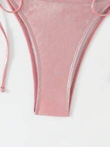 Swim Oasis 3件套夏季新款高端亮片刺绣花卉三角比基尼聚拢泳衣女款 - 粉色 - 查看 3