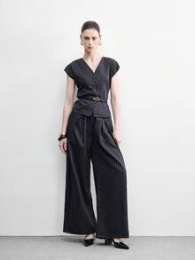 CUCCOO BIZCHIC 女鞋 女士尖头粗跟中跟黑色踝带镂空女式高跟鞋 时尚舒适通勤商务百搭女式镂空鞋 - 黑色漆皮 - 查看 6