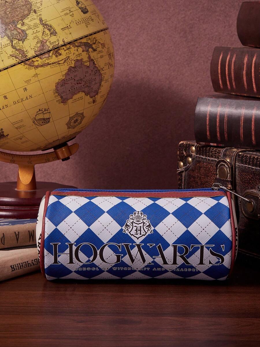 HARRY POTTER X SHEIN 蓝白格子英文字母图案大容量包，适合日常使用 - 彩色 - 查看 1