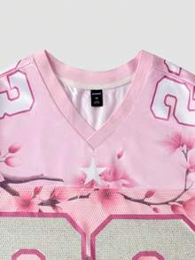 ROMWE MEN Prep Spring/Summer Casual Graphic Pink Men'S Rhinestone Embellished Short Sleeve Sports T-Shirt, Mesh Fabric Patchwork - Pink - View 2