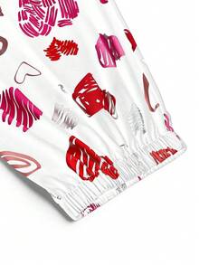Sweetra Jumpsuit Motif Hati Modis Ukuran Plus untuk Hari Valentine - Putih - View 4