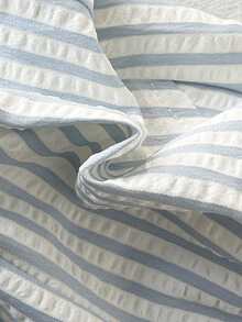 SHEIN Playful Pals 3 Pack Toddler Boy Baby Boy Clothes Casual Style Solid And Striped Pattern Straight Leg Elastic Waist Soft Shorts Pants Trousers Sweatpants Bottoms Jorts Outfit Set For Vacation Beach Summer Outdoor Spring - Blue - View 2