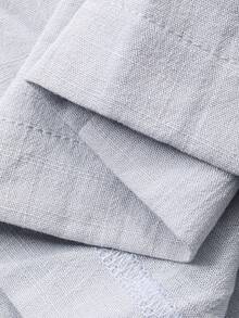 DAZY 女士莱赛尔亚麻纹理轻盈两件套，优雅露肩装 - 藍色 - 查看 3