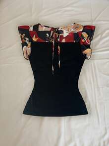 Airaco Elegant blommigt linne med volangkant för kvinnor, sommar - Multifärgad - Visa 2