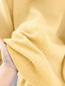 GlowEve CURVE Plus Size Elegant Pearl Crew Neck Long Sleeve Sweater - Light Yellow - View 4