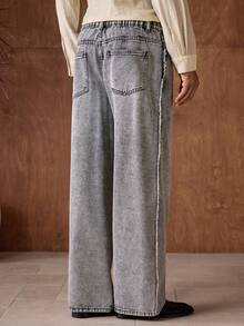 AKNOTIC Business Casual Quần jeans ống rộng túi chéo dành cho nam - màu đen - Xem 7