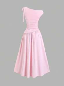 SHEIN Sweetro Đầm dài nữ màu trơn không tay, kiểu dáng tối giản, xếp ly, dáng suông, thích hợp cho mùa hè. - Hồng - Xem 2