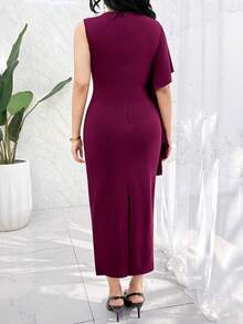 Modelyn Đầm midi xếp ly thanh lịch dành cho nữ dự tiệc - Màu đỏ tím - Xem 5