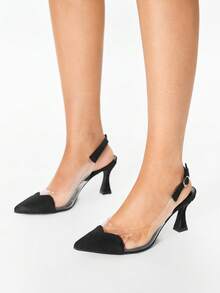 Glitzique Giày cao gót mũi nhọn màu đen cho nữ, giày cao gót thời trang thanh lịch gợi cảm, thoải mái hàng ngày, tôn lên chiều dài chân - màu đen - Xem 4