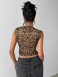 Siren Gaze Áo lưới cổ tròn bèo nhún, áo kiểu lưới xuyên thấu, áo khoác ngoài, nữ - Màu vàng - Xem 2