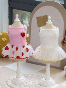 PETSIN Dog Clothing, Cat Clothing, Animal Skirts, Pet Spring/Summer New Collection, Puppy Dress, Princess Versatile Dress, Printed Stripes, Small Animal Clothing, Cool Sunscreen - Multicolor - View 3