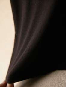 Elaquor 大码女式纯色撞色蕾丝V领宽松短袖T恤 - 黑色 - 查看 6