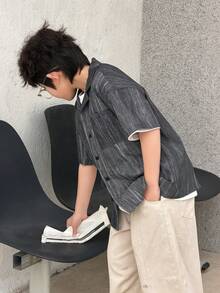 DAZY Tween Boy Summer Casual Retro Short-Sleeve Shirt - Grey - View 5