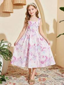 SHEIN Tween Girls Ditsy Floral Cami Dress - Mauve Purple - View 11