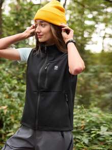 In My Nature 女士休闲宽松户外拉链前开襟背心外套 - 黑色 - 查看 6