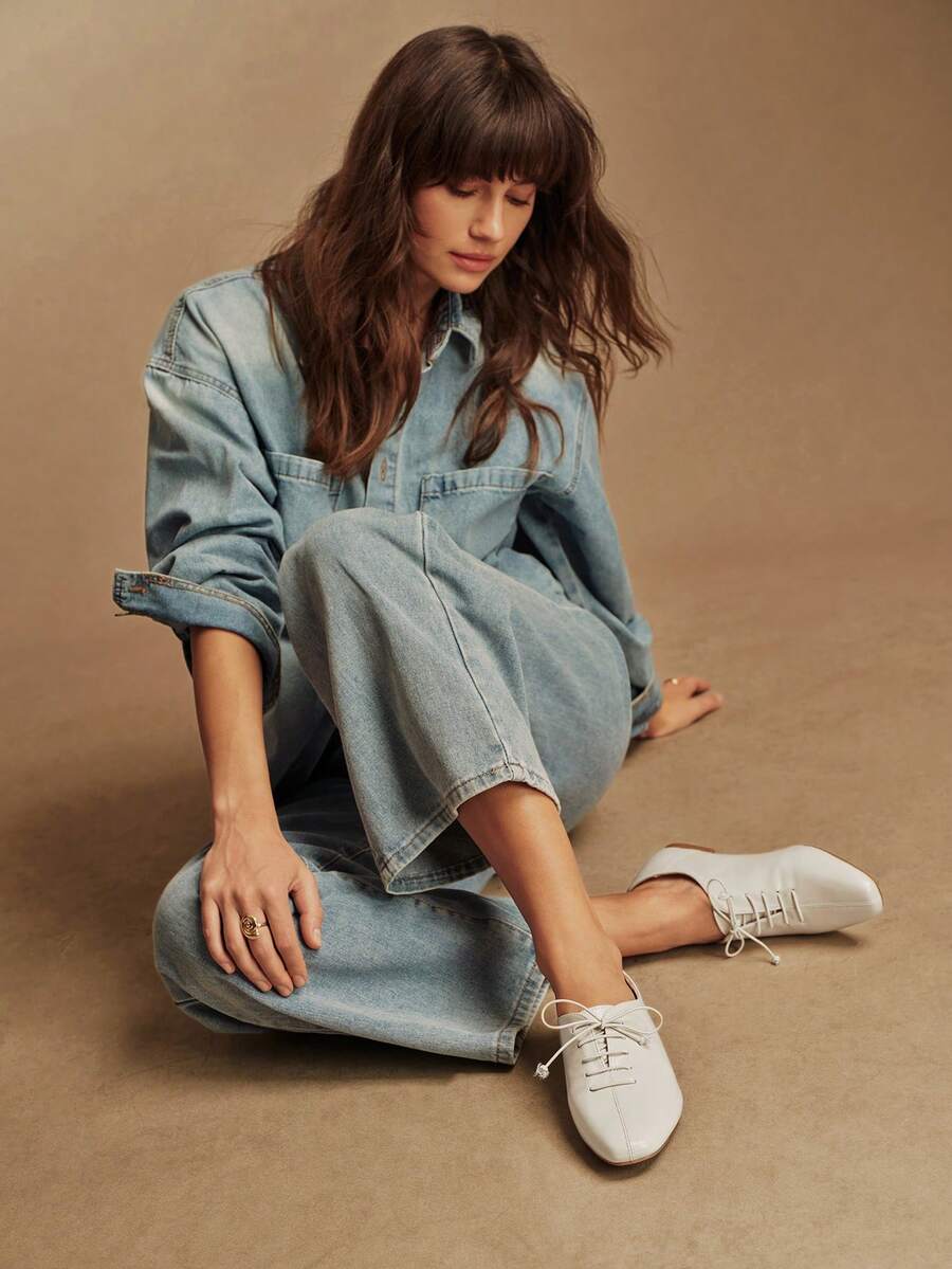 Rosivie French Retro Commuter Soft-Soled Casual Low Vamp Flat-Soled Shoes - Apricot - View 1