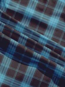 Attitoon 休闲简约学院风格子印花黑色蕾丝吊带背心和褶皱短裤两件套，适合夏季穿着 - 彩色 - 查看 5