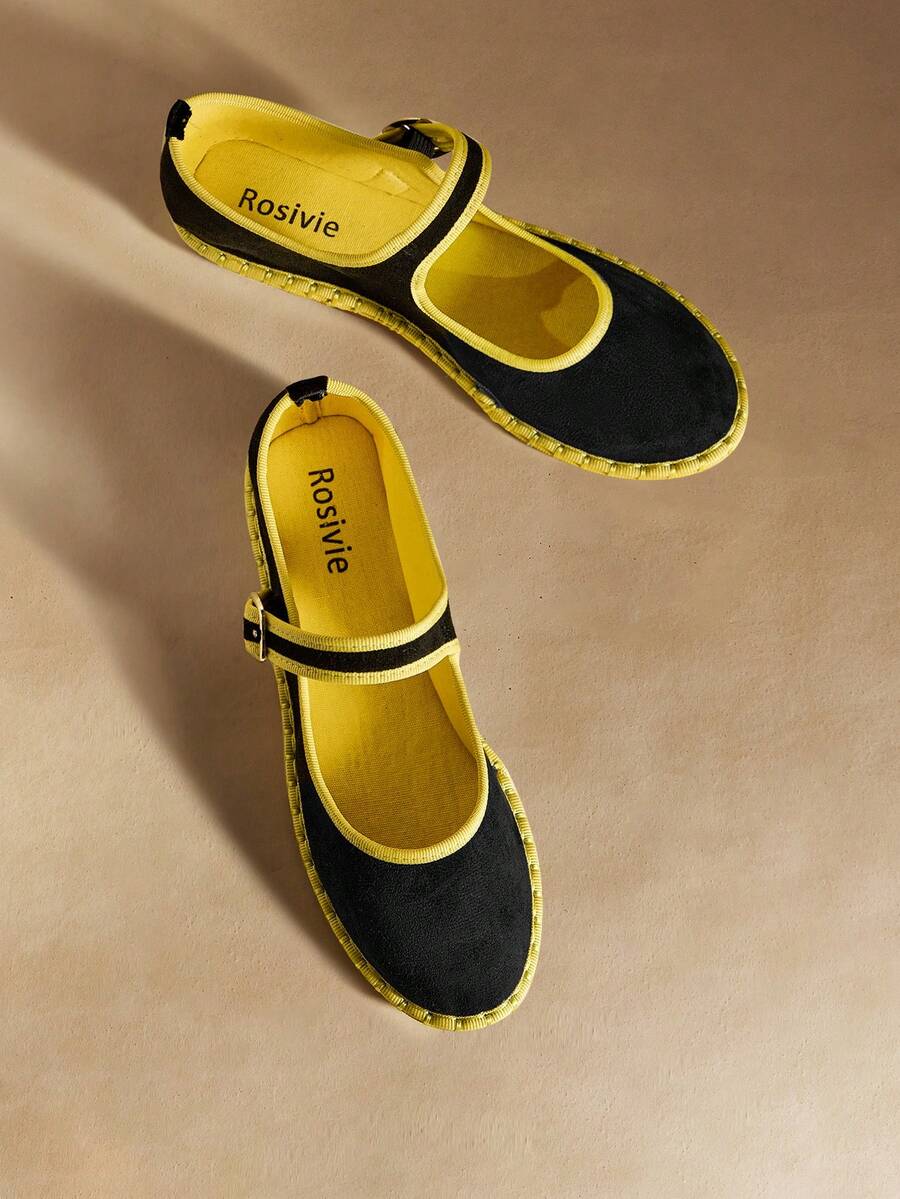 Rosivie Women's Buckle Design Casual Commuter Flat Shoes - Black - View 1