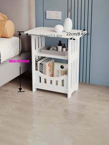 Estantería de almacenamiento práctica - Mesa de almacenamiento de estilo nórdico moderno de madera blanca, estantería multicapa multifuncional, fácil de montar, adecuada para decoración de dormitorio y sala de estar, diseño sencillo de librería | Estantería multifuncional - Blanco - Ver 7