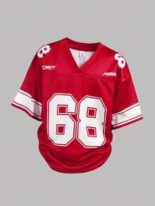 少女款宽松红色套头T恤，休闲时尚百搭街头风 - 紅色 - 查看 6