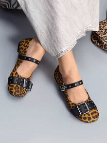 CUCCOO GRLICON Women's Fashion Leopard Print Buckle Flat Loafers Valentine's Day - Multicolor - View 5