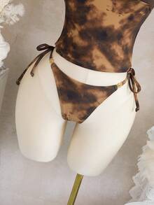 Bonvoyette 女士沙滩夏季音乐节吊带金属饰品打结丁字裤成熟度假风坦克比基尼套装 - 彩色 - 查看 6