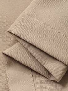 DAZY 2pcs Women Crew Neck Ruched Drawstring Short Sleeve Top And Pants Set - Khaki - View 8