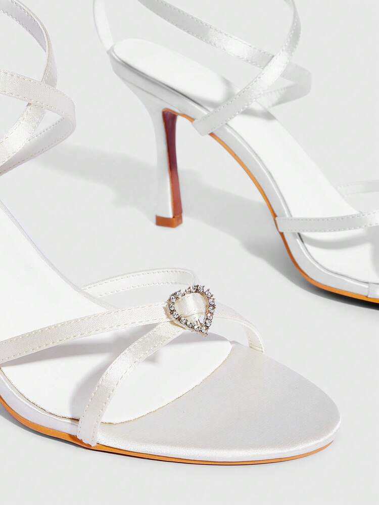 CUCCOO SZL Women's Solid Color Chain Decor Fashionable Elegant High Heel Sandals Spring Shoes Spring Break Easter Valentine's Day