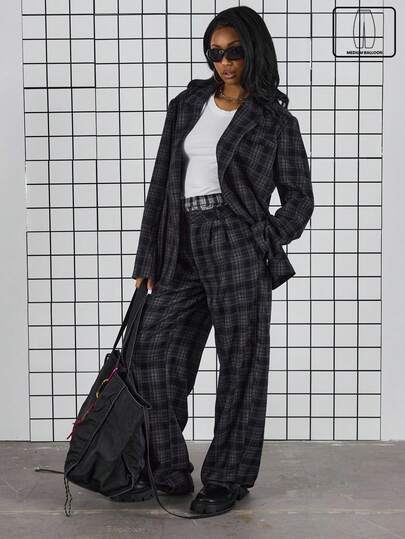 COUREZ Low Rise Mid Balloon Tailored Check Trousers /Y2K Spring Clothes For Women