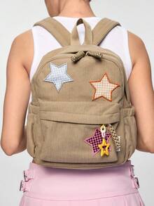 ROMWE Kawaii Mochila pequeña de hombro para individualidad, mochila mini para niños, portátil, clásica, informal para adolescentes, mujeres universitarias, estudiantes de primaria, secundaria, prepa, exteriores, viajes, salidas, mochila moderna, mochila para la escuela, mochila escolar, mochila con gran capacidad, compartimiento para portátil, para adolescentes, mujeres universitarias, niños y hombres, universidad, escuela primaria, secundaria, prepa, trabajo, negocios, viajes, exteriores, salidas - Caqui - Ver 6