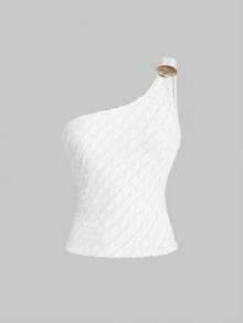 ROMWE Avant Top de tirantes sexy para mujer con estampado de conchas marinas, ideal para vacaciones en la playa - Blanco - Ver 1