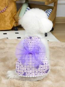 PETSIN 狗狗服装、猫咪服装、动物裙装、宠物春夏新品系列、幼犬连衣裙、公主风百搭连衣裙、条纹印花、小型动物服装、清凉防晒霜 - 彩色 - 查看 14