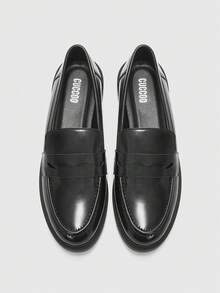 CUCCOO BIZCHIC Ladies Black Glossy Platform Loafers Casual Commuter Style Valentine's Day - Black 1 - View 2