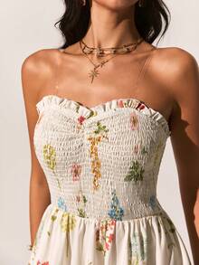 Poéselle 女士沙滩度假休闲印花抹胸连衣裙 - 彩色 - 查看 6