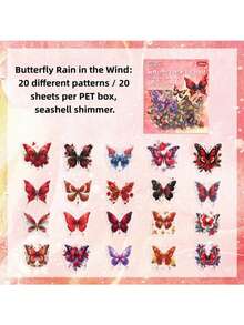4pcs Butterfly Dance Breeze Holographic Sticker Pack | Waterproof PET Cross-Border Journal DIY Supplies - suit - View 4