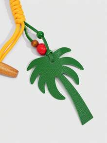 ROMWE Fairycore 1Pc "Summer Seaside" PU Leather Coconut Bark Rope Keychain, Island Resort Style Accessory, Dopamine Color Bag Pendant - Multicolor 1 - View 6