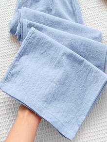 SHEIN Tween Girls' Casual Comfortable Mid-Rise Straight Leg Pants, Versatile - Dusty Blue - View 5