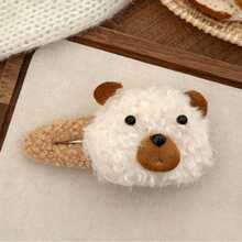 1pc Autumn Winter Plush Bear & Dog Hair Clips, Sweet Cute BB Clips, Girl's Front Bangs & Flyaway Hair Pins - Multicolor - View 6