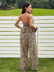 SHEIN EZwear 两件套女士休闲条纹系带抹胸上衣和裤子套装 - 彩色 - 查看 5