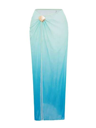 Bonvoyette Women's Blue Ombre Sexy Beach Vacation Mesh Dress Swimsuit, Summer