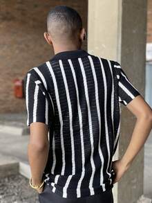 Ngobest Haus Ngobest Haus 男士撞色镂空针织开衫，夏季时尚单品 - 黑與白 - 查看 2
